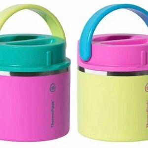 ThermoFlask Insulated 12-24hrs Food Jar Set 20 oz Leak-Proof Pink/Yellow Qik Shp